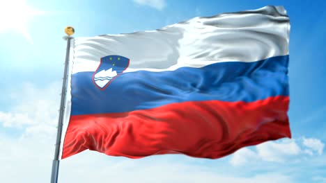 slovenia flag seamless looping 3d rendering video. beautiful textile cloth fabric loop waving