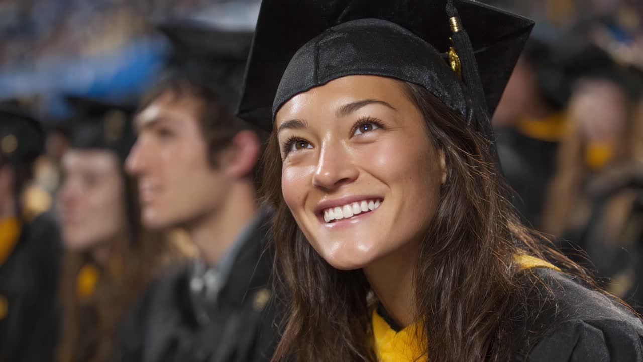 A Joyful Graduate Celebrating Achievements with Joyful Expressions During a Graduation Ceremony, Signifying New Beginnings and Accomplishments in Education