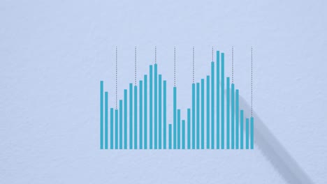 animation of statistical data processing over close up of a pencil against blue background