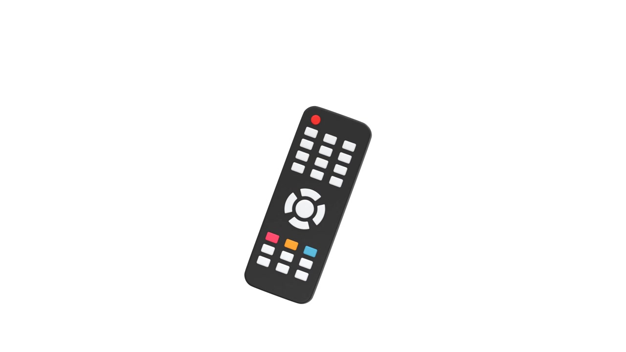 3D Animation of a Black Television Remote Control Rotating