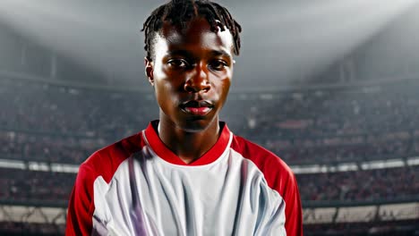 young soccer player portrait in stadium