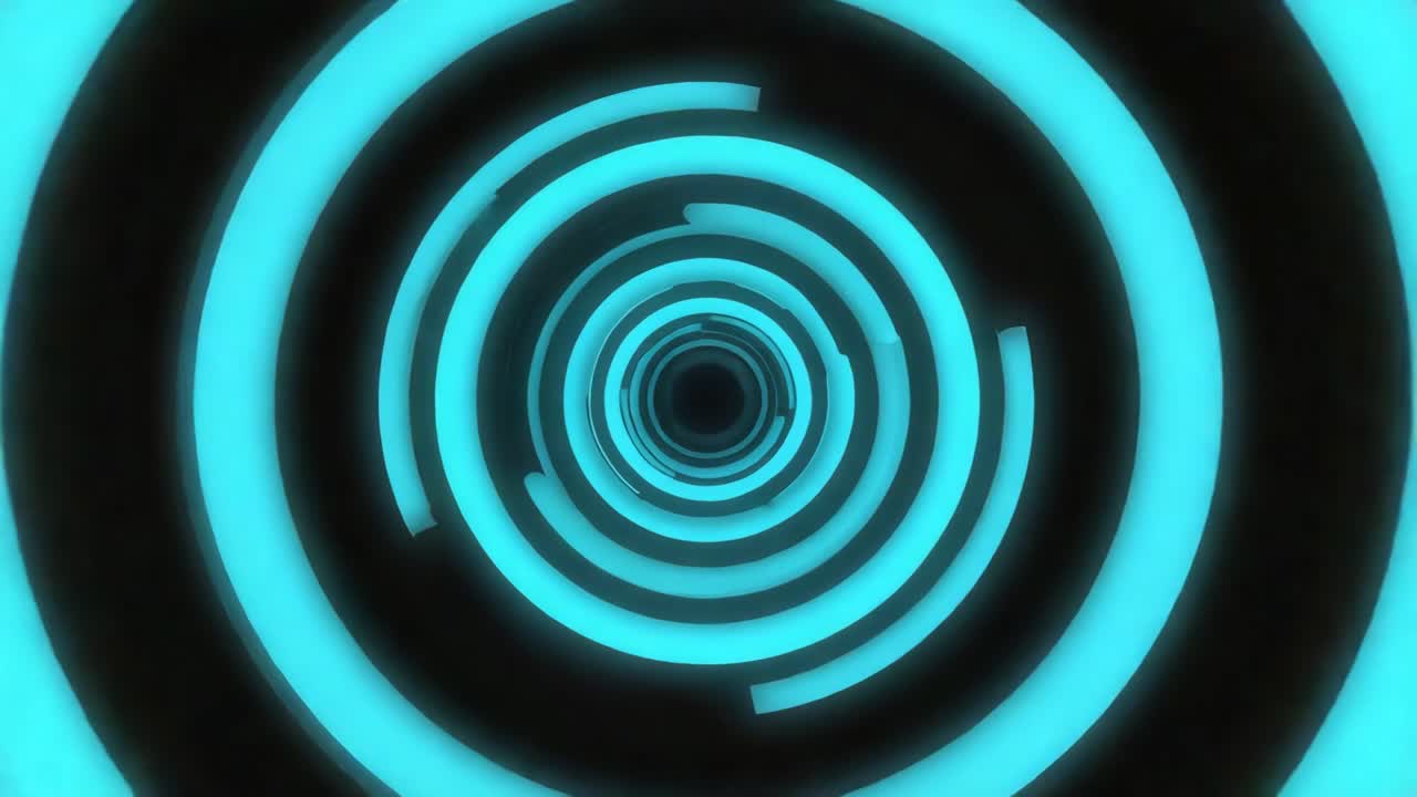 Abstract neon circles tunnel