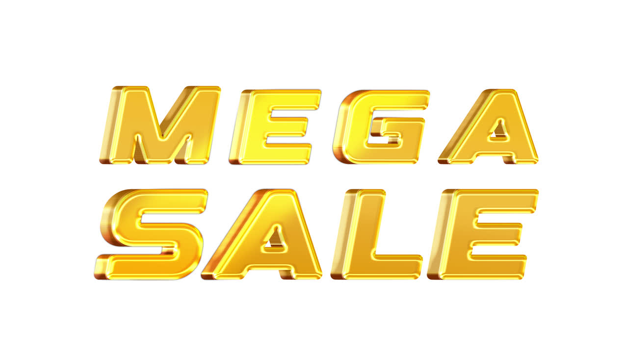 Mega Sale Golden 3D Text on White Background
