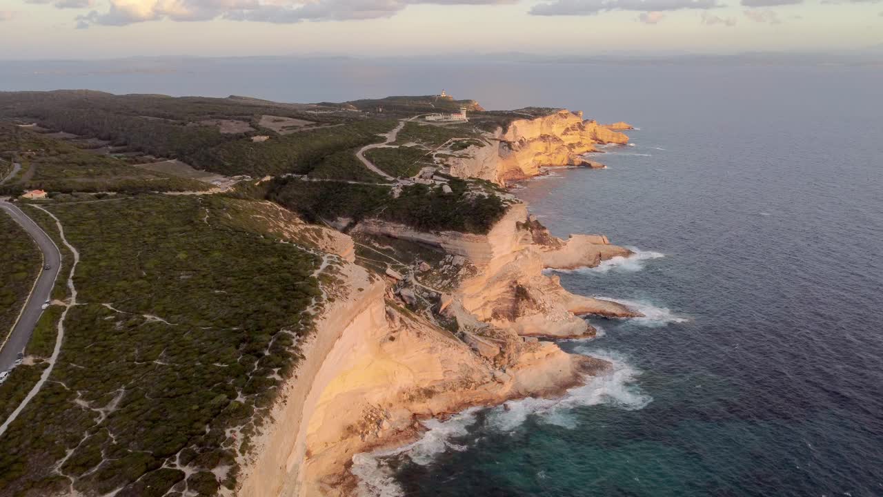 Aerial View of Capo Caccia Cliffs in Sardinia, Italy at Sunset