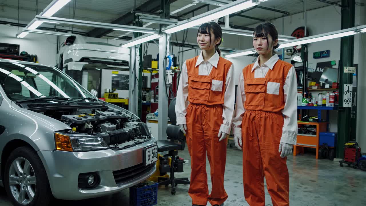 Two Women Mechanics in a Garage