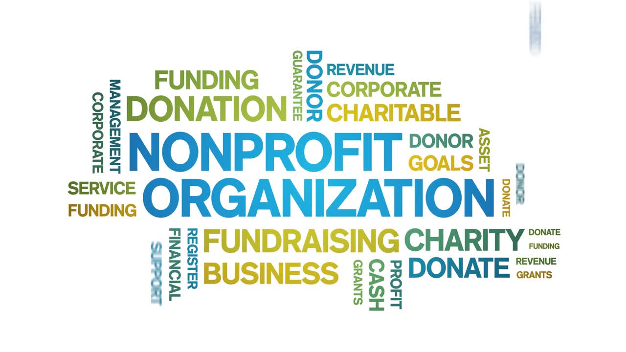 비영리 단체 애니메이션 태그 워드 클라우드, 텍스트 애니메이션 원활한 루프