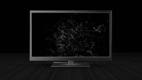 flat screen television with connected dots and lines