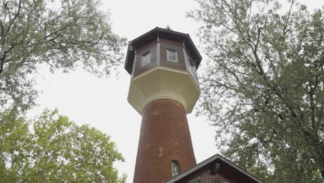 Tower-in-the-zoo,-Nyiregyhaza,-Hungary-camera-moves-right