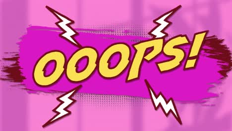 animation of oops retro text on pink background