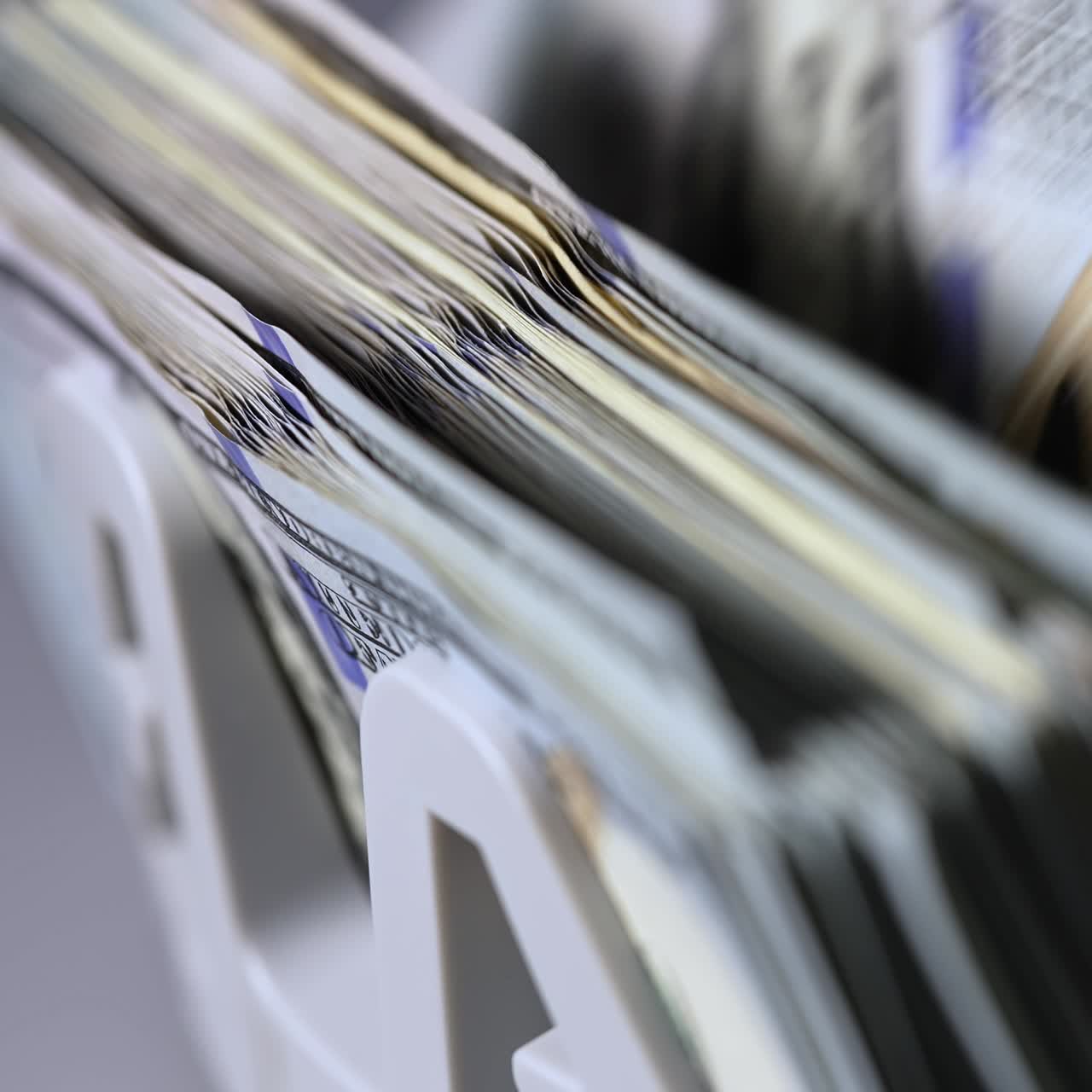 Automatic machine for bank financial operations. Currency counting machine counts bills