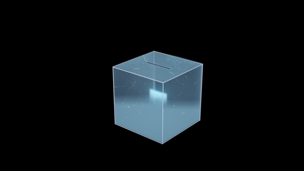 papel de votación que entra en la caja de votación concepto de democracia. elecciones + canal alfa (loopable)