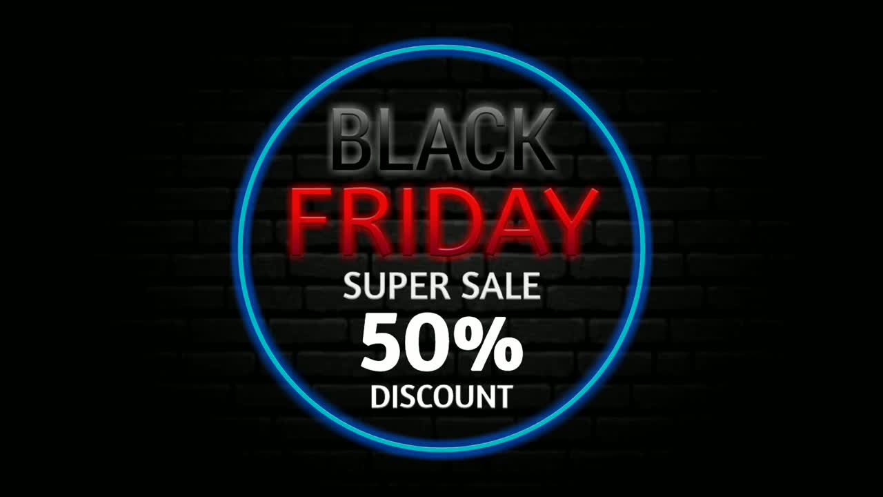 super vendita del venerdì nero 50% di sconto animazione motion graphics banner segno per video promozionale