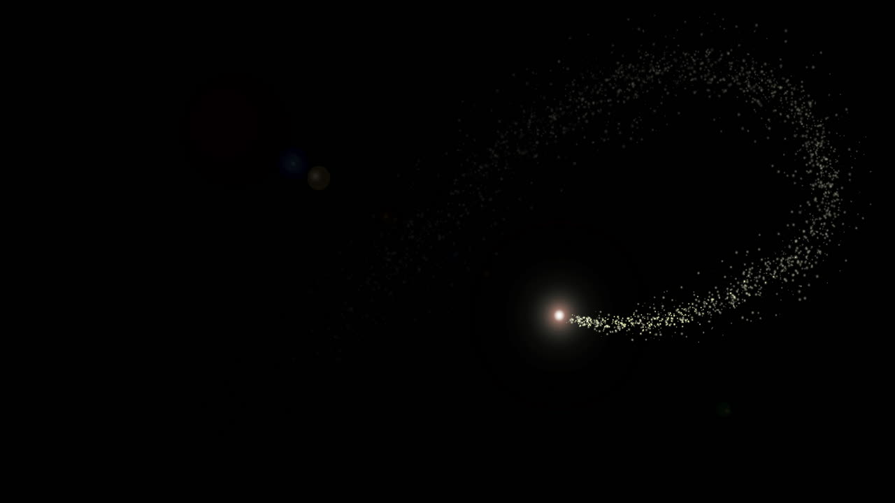 Sparkling light trail on black background