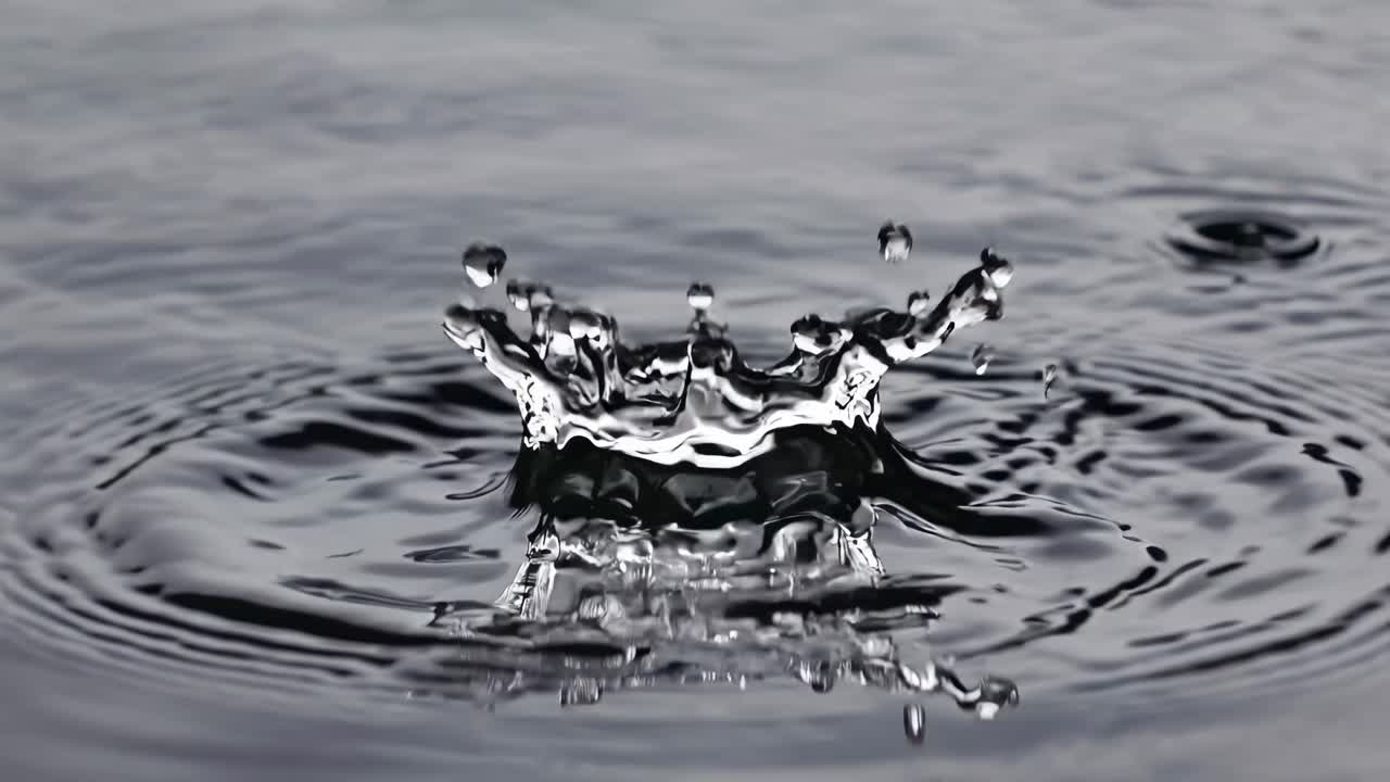 Nahaufnahme einer spritzenden Wassertropfen, die Wellen erzeugt