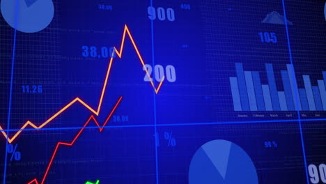 animación del procesamiento de datos financieros sobre un fondo azul