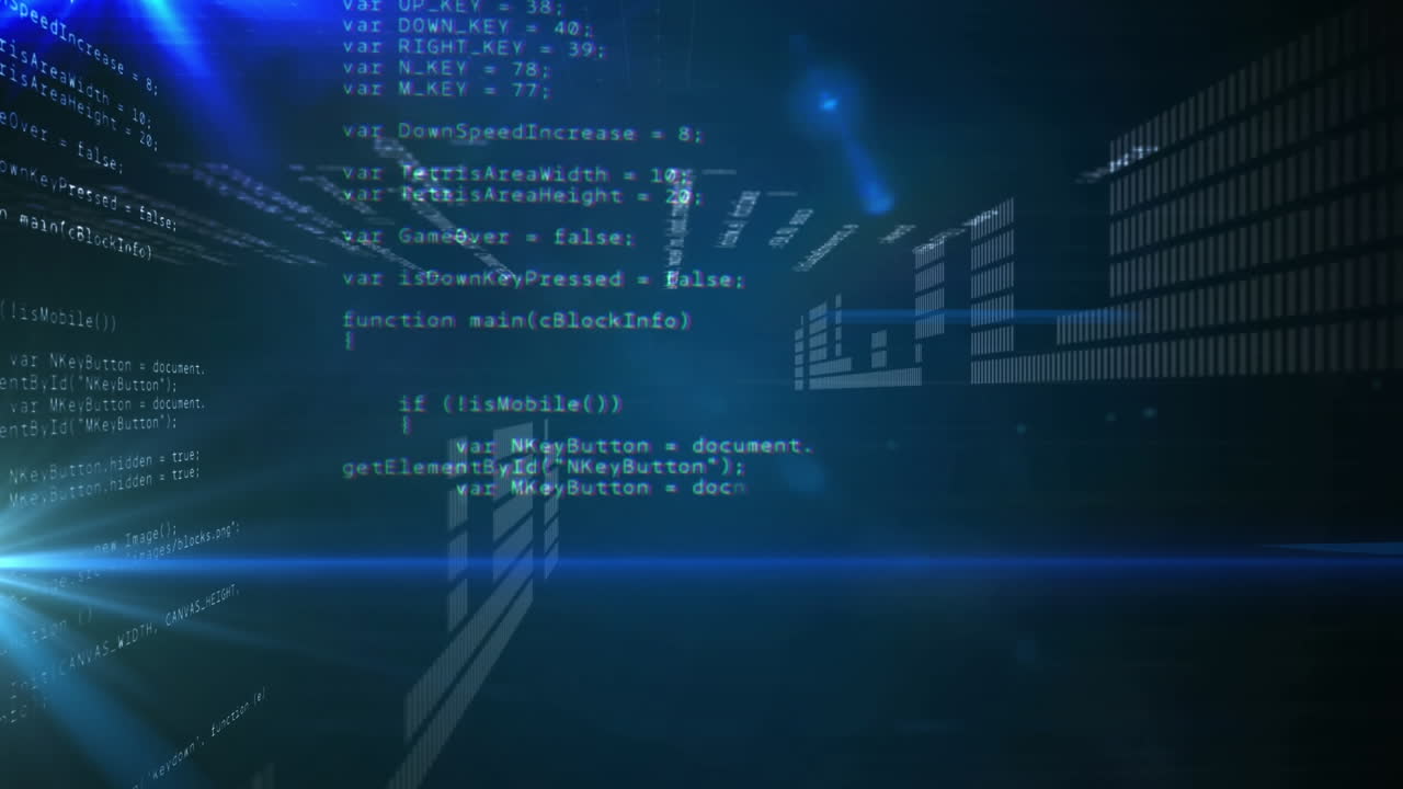 animación del procesamiento de datos y codificación binaria sobre fondo negro