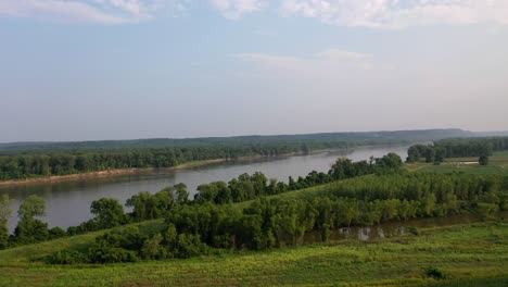 aerial view of missouri river near defiance, missouri