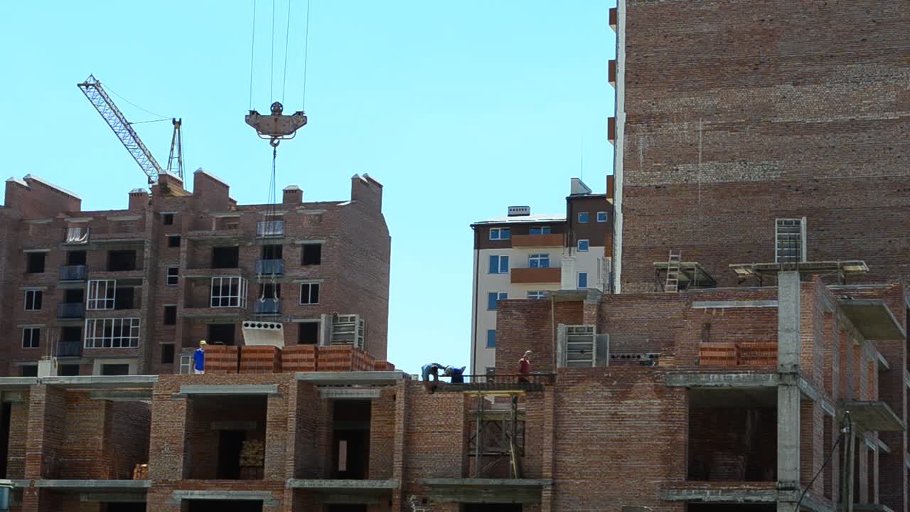 Construction of residential buildings. Shooting of construction of the house