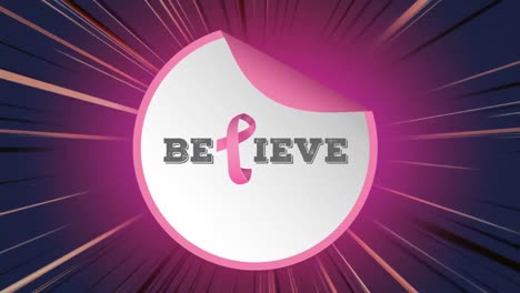 animation of believe text over dark stripe background