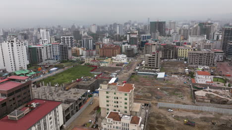 aerial view of addis ababa city with construction site in ethiopia