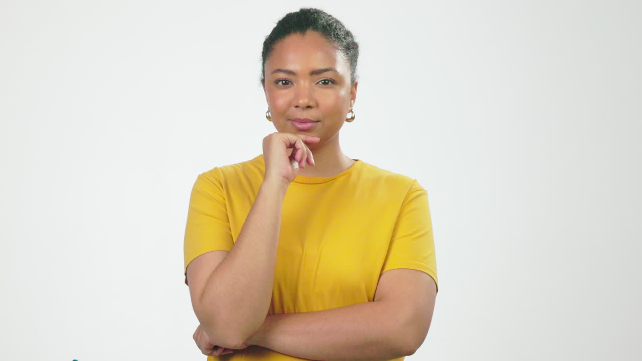 Listening, thinking and idea with black woman