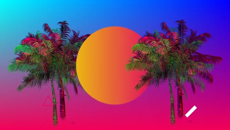 Circle-and-colorful-palm-trees