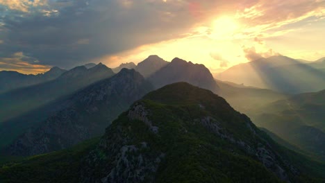 aerial 4k drone video of a sunset panorama of mountain ridge near antalya, turkey, view from mount tunektepe, tunektepe teleferik on a summer day and mountains near antalya city