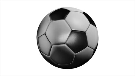 realistic leather soccer ball rotating on the white background. animation of a football ball on a white background