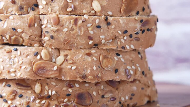 Close-up of Sliced Whole Grain Bread