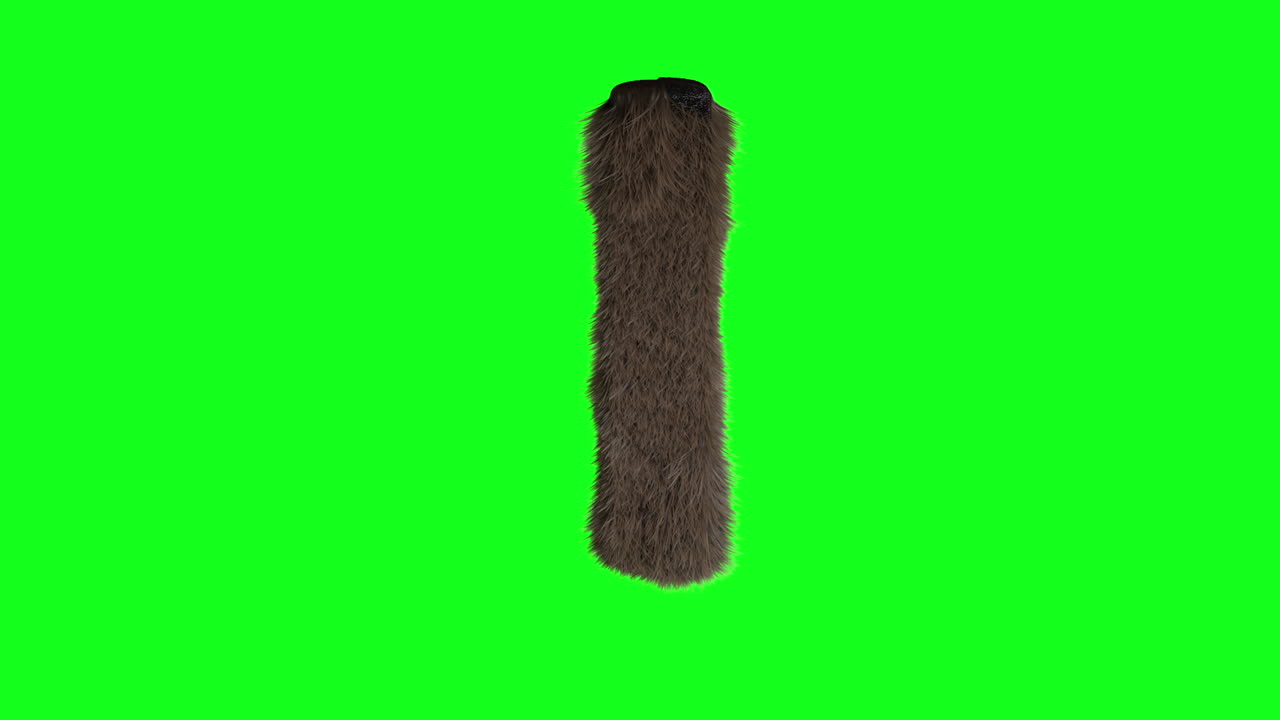Furry Hairy 3d letter i on green screen