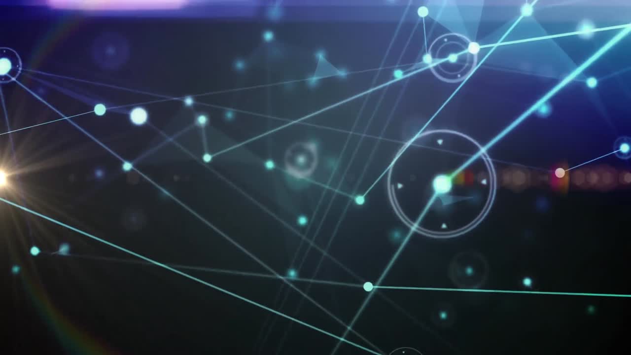 animación de la red de conexiones y procesamiento de datos