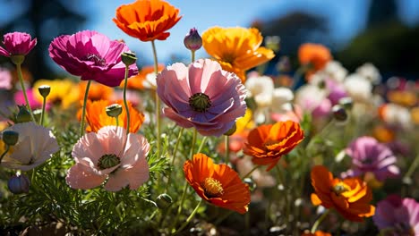 colorful flowers bloom brightly in a sunny garden setting