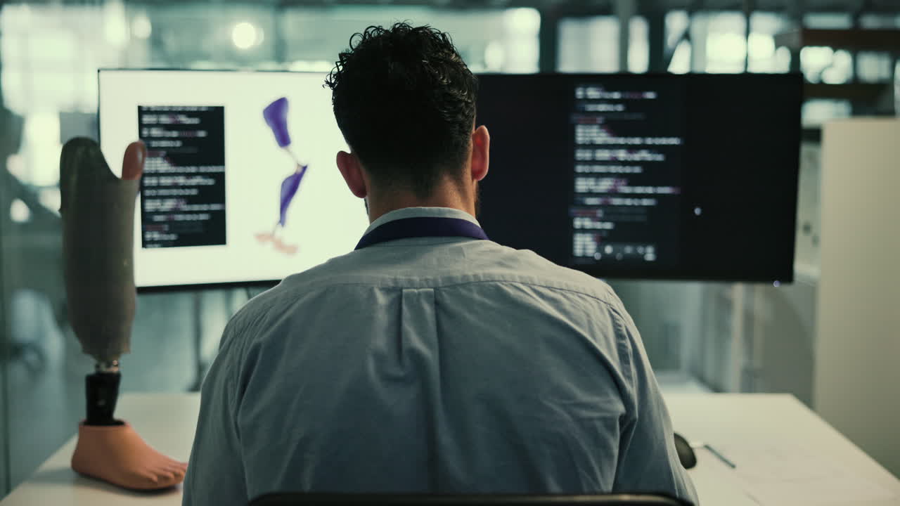Man Working on a Computer in an Office