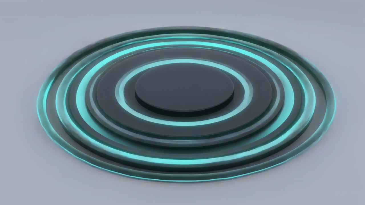 Futuristic Concentric Circles Lighting Up with Blue Glow