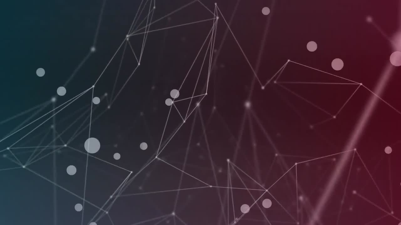 Animation of white circles over dots connected with lines against abstract background