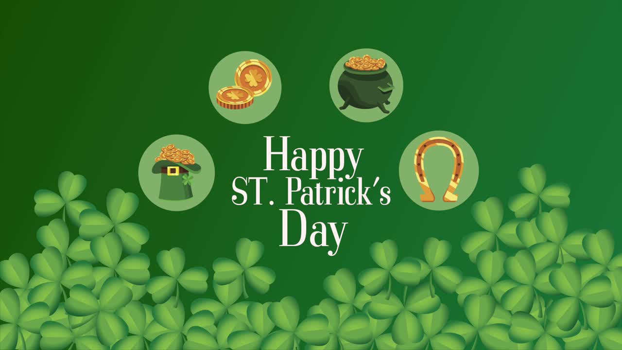 세인트 패트릭스 데이 축하 클로버와 세트 아이콘을 가진 글자