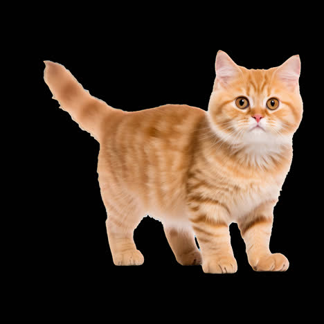 adorable ginger cat standing confidently animation isolated asset, transparent 4k video, alpha
