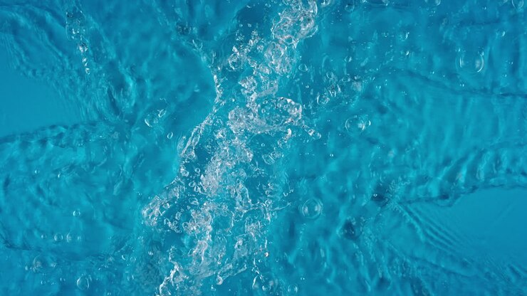 Two Waves Of Crystal Clear Blue Water Flowing From Opposite Sides And Colliding in Slow Motion, Skin Care Beauty Products