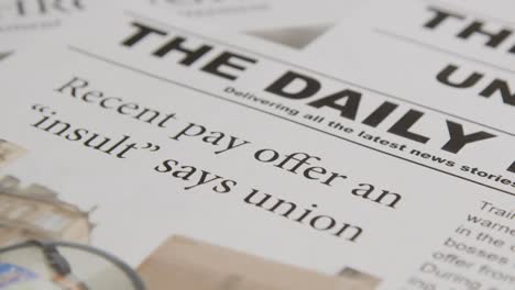 newspaper headlines discussing strike action in trade union dispute 5