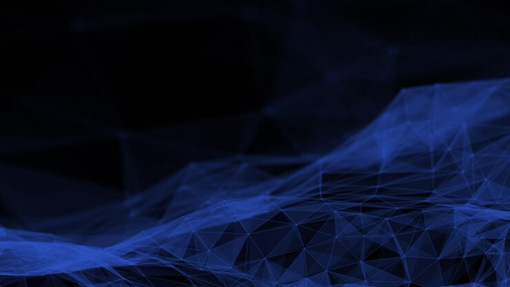 This Blue Plexus video background represents a flight through the bright glowing grid of dots connected with lines over a dark background in a blue hue