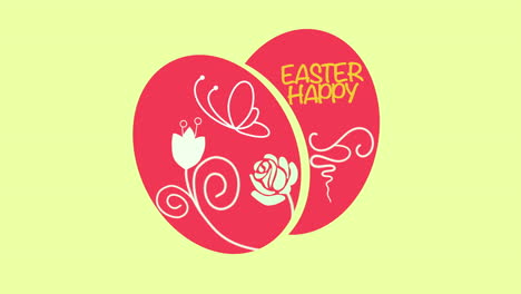 Animated-closeup-Happy-Easter-text-and-eggs-on-yellow-background-2