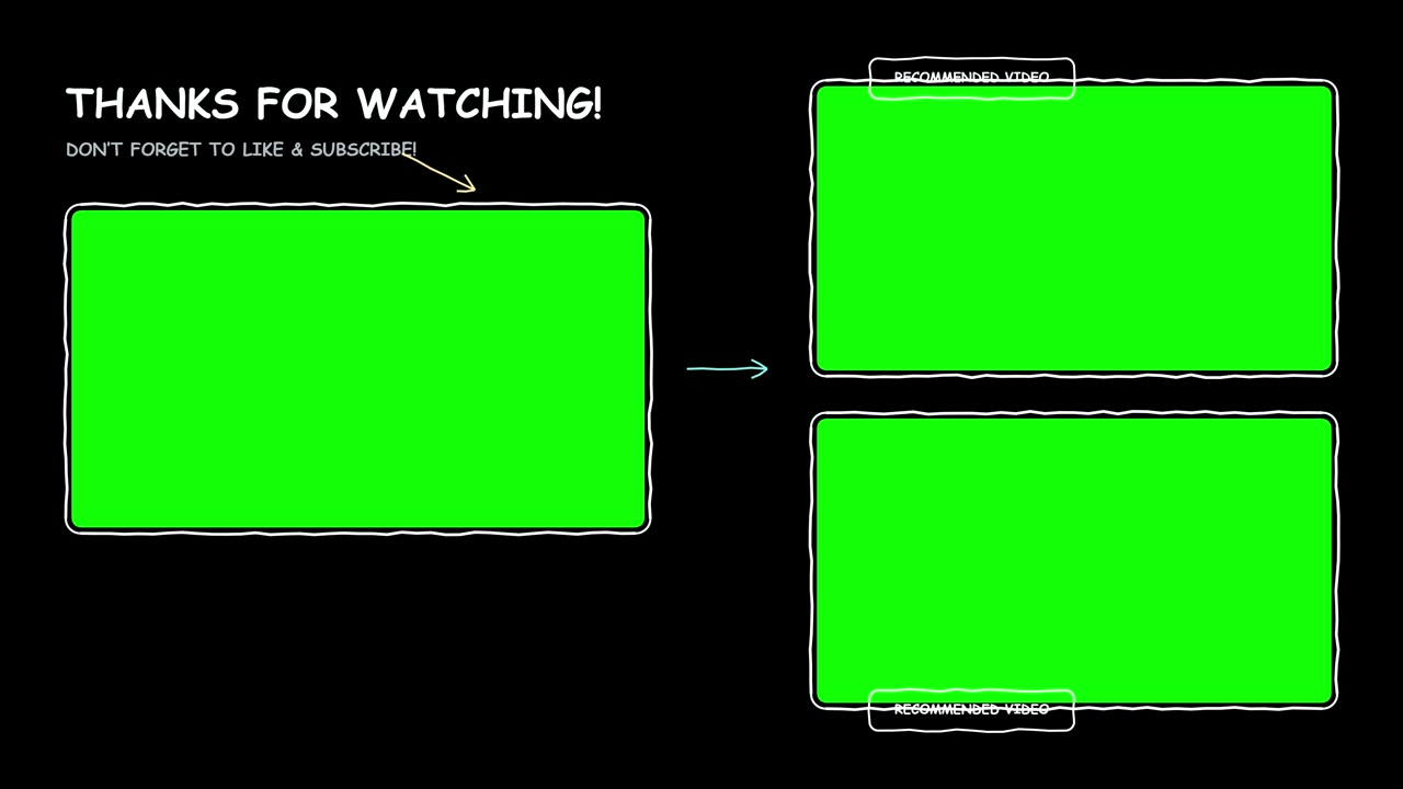 End Screen Template for Video Content with Green Screen Placeholders