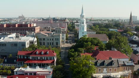 st michaels episcopal church, charleston sc establishing aerial in historic restored district