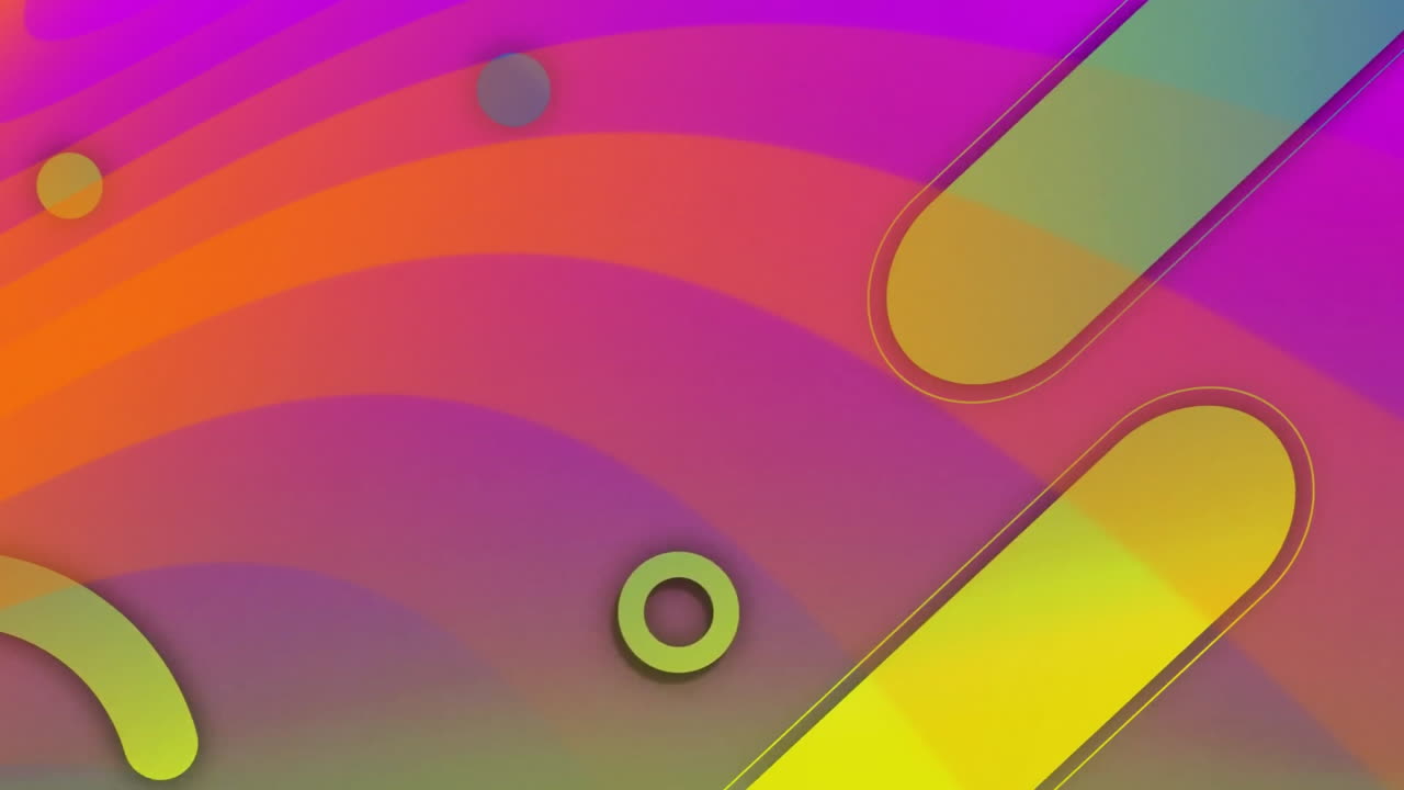 Animation of vibrant abstract shapes moving on orange to pink gradient background