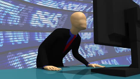 animation presenting a 3d man using his computer