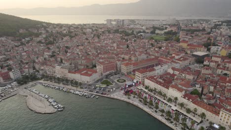 panoramic establishing shot of downtown split, croatia