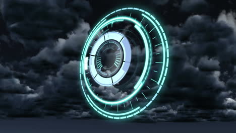 animación de la cerradura de la caja fuerte girando sobre el cielo nublado