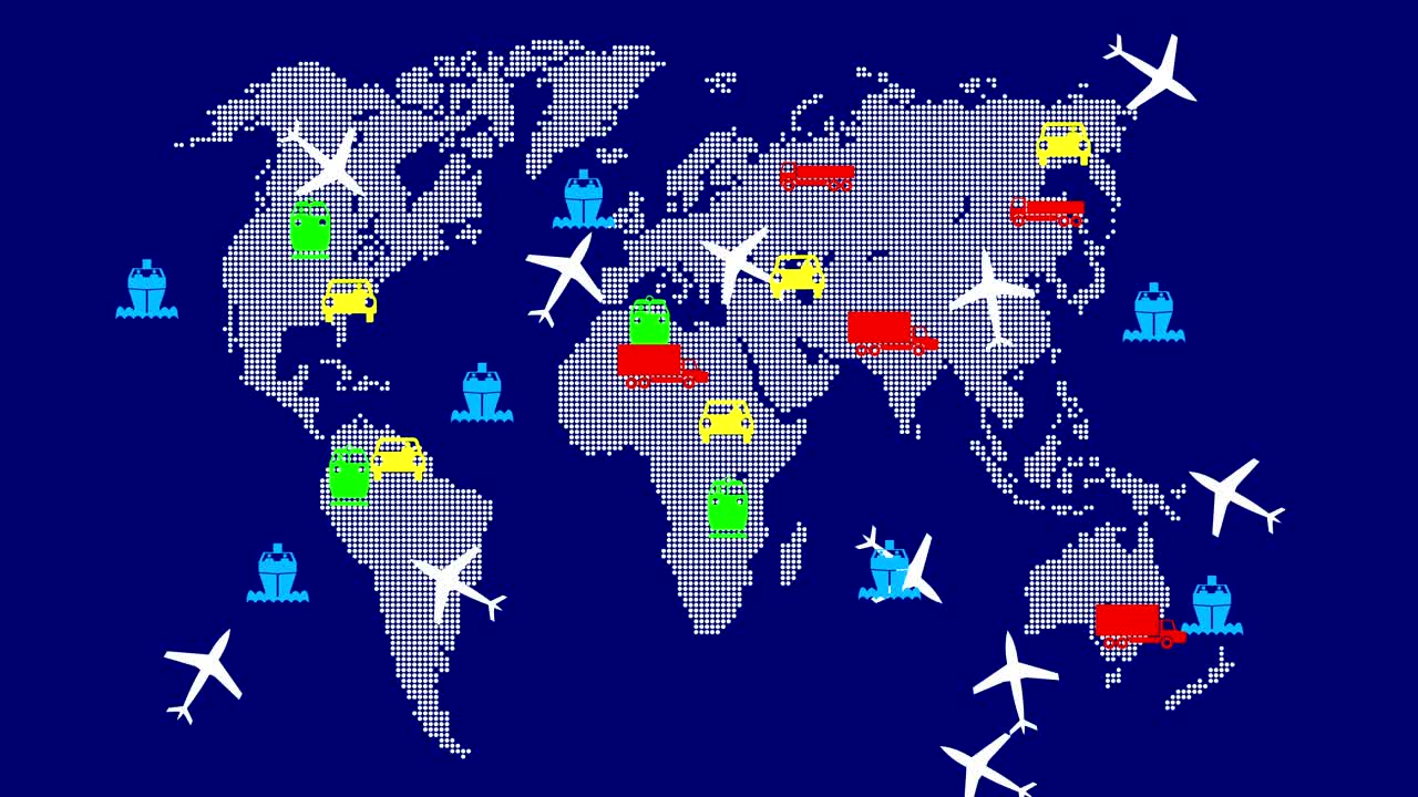 글로벌 트랜스포트: 블루 스크린 배경, 4k 애니메이션