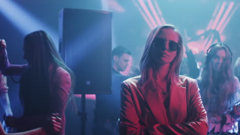 nightclub scene with stylish woman