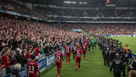 excitement and anticipation in the stadium as teams enter the field, welcomed by an enthusiastic crowd cheering for their favorite players and celebrating the game's spirit